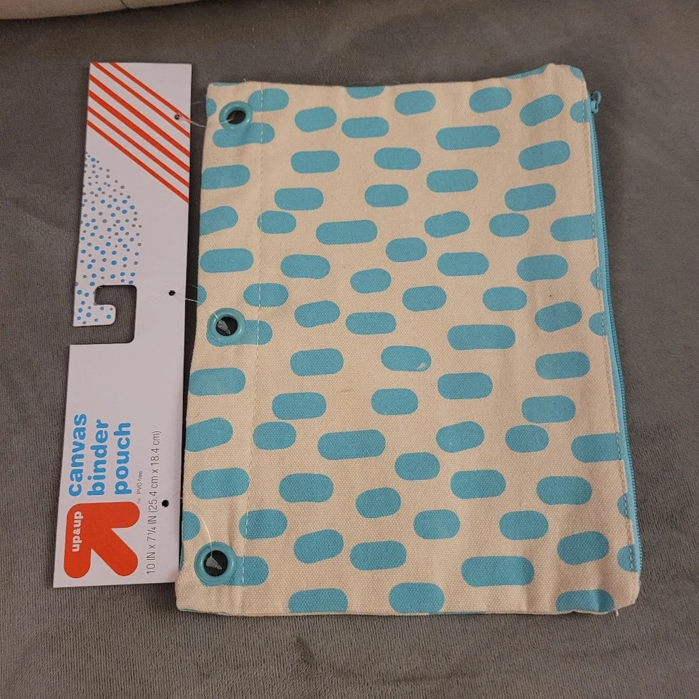 2 Set Up&Up, Blue and Cream Canvas Pouch Set